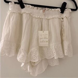 Show me your mumu white Eyelet Ruffle Shorts